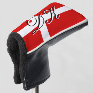 Deense vlag aangepaste naam golf head putter cover