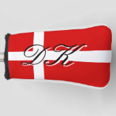 Deense vlag aangepaste naam golf head putter cover (Voorkant)