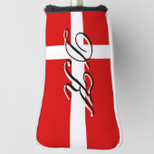 Deense vlag aangepaste naam golf head putter cover (Draai 90)