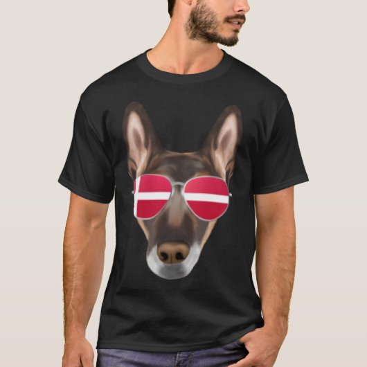 Deense vlag Belgische Malinoi Hond Denemarken Pock T-shirt (Voorkant)