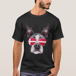 Deense vlag Boston Terriër Hond Denemarken Pocket T-shirt