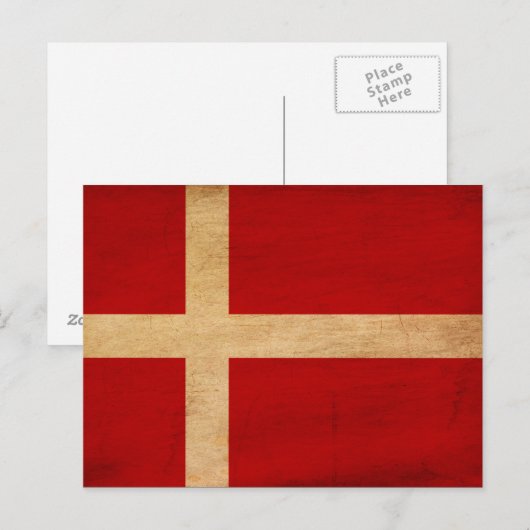 Deense vlag briefkaart (Voorkant / Achterkant)