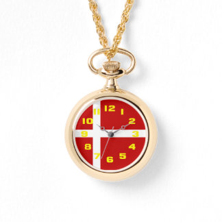 Deense vlag Dannebrog Red White Yellow Numbers Horloge