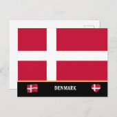 Deense Vlag & Deens land reizen / Denemarken Briefkaart (Voorkant / Achterkant)