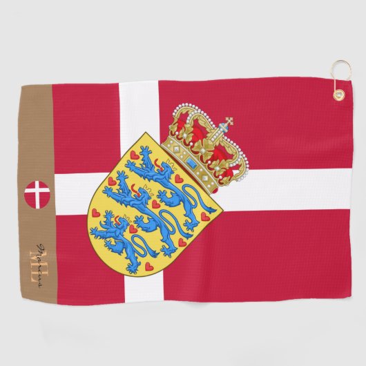 Deense vlag & Denemarken, monogrammed/Golf Towel Golfhanddoek (Horizontaal)