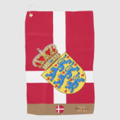 Deense vlag & Denemarken, monogrammed/Golf Towel Golfhanddoek (Voorkant)