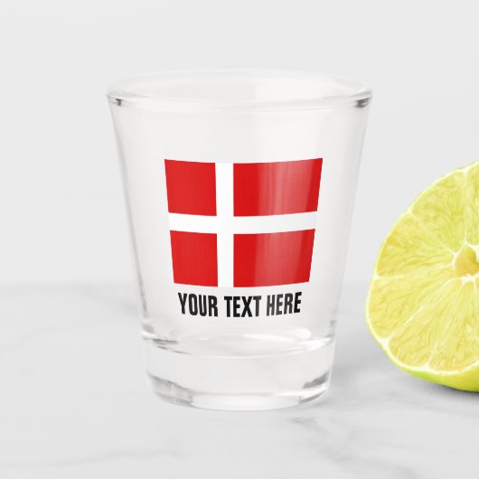 Deense vlag drink scheerglas, aangepast aan de Dee Shot Glas (Voorkant)