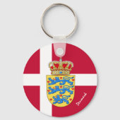 Deense vlag, embleem en Deense feestdag/sport Sleutelhanger (Achterkant)
