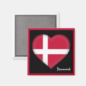 Deense vlag en Deense kunst, Deense vakantie/sport Magneet (Voorkant / Achterkant)