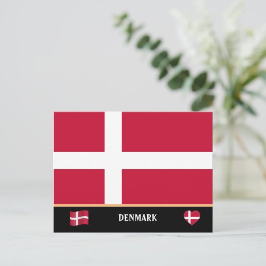 Deense vlag en Deense landreis/Denemarken Briefkaart (Staand voorkant)