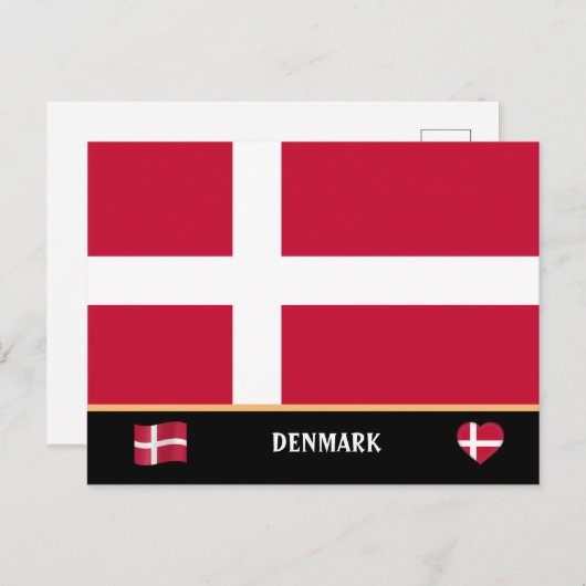 Deense vlag en Deense landreis/Denemarken Briefkaart (Voorkant / Achterkant)