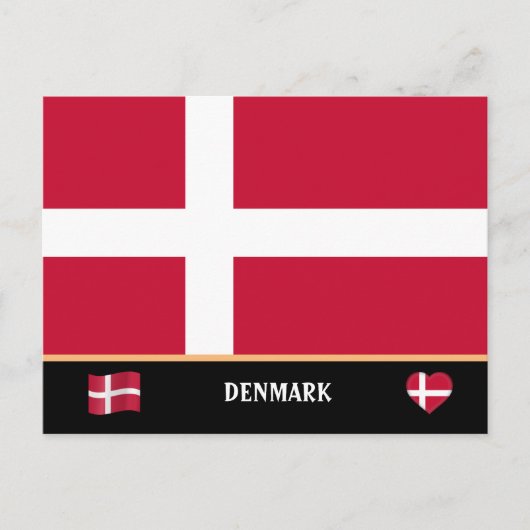 Deense vlag en Deense landreis/Denemarken Briefkaart (Voorkant)