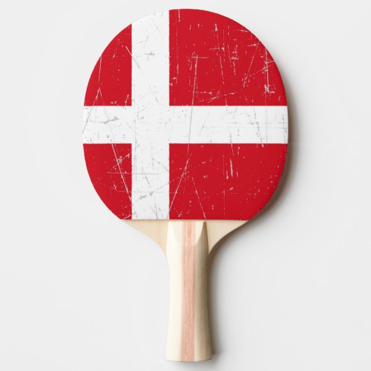Deense vlag, gesneden en gesneden tafeltennisbatje (Voorkant)
