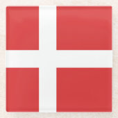 Deense vlag glazen onderzetter (Voorkant)