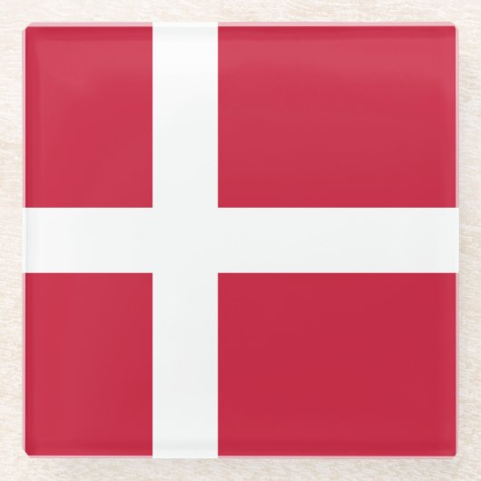 Deense vlag glazen onderzetter (Voorkant)