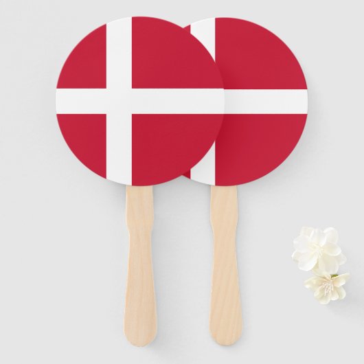 Deense vlag handwaaier (Voorkant en achterkant)