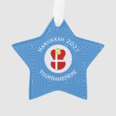 Deense vlag Hanukkah Angel Naam Jaar Star Ornament (achterkant)