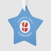 Deense vlag Hanukkah Angel Naam Jaar Star Ornament (voorkant)
