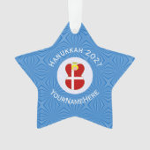 Deense vlag Hanukkah Angel Naam Jaar Star Ornament (voorkant)