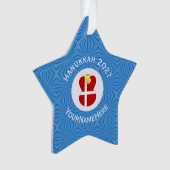 Deense vlag Hanukkah Angel Naam Jaar Star Ornament (voorkant)