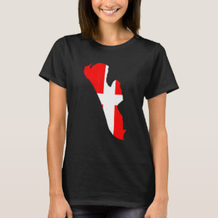 Deense vlag in de omtrek van Fanö Denemarken T-shirt