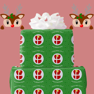 Deense vlag kerst engel gepersonaliseerd cadeaupapier