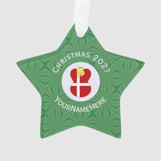 Deense vlag Kerstnaam Ornament (achterkant)