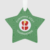 Deense vlag Kerstnaam Ornament (voorkant)