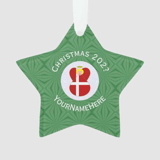 Deense vlag Kerstnaam Ornament (voorkant)