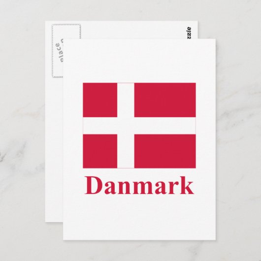 Deense vlag met naam in het Deens Briefkaart (Voorkant / Achterkant)