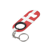 Deense vlag mini flessenopener (Achterkant Gekanteld)