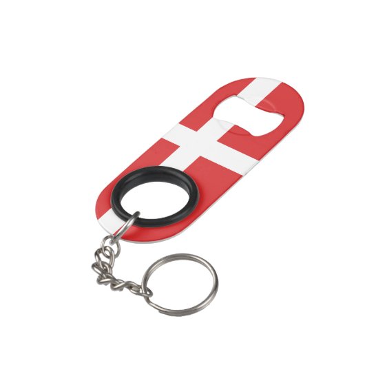 Deense vlag mini flessenopener (Achterkant Gekanteld)