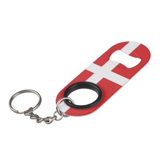 Deense vlag mini flessenopener (Voorkant Gekanteld)