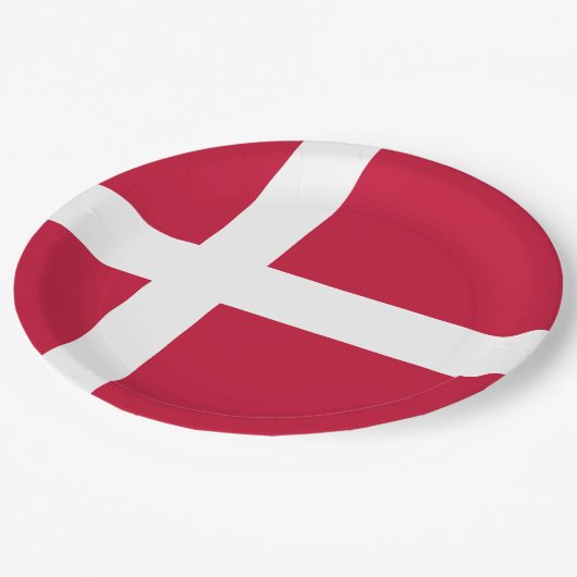 Deense vlag papieren bordje (Gekanteld)