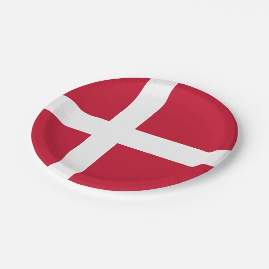 Deense vlag papieren bordje (Gekanteld)