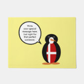 Deense vlag Pratende mevrouw Penguin gepersonalise Deurmat (Voorkant)