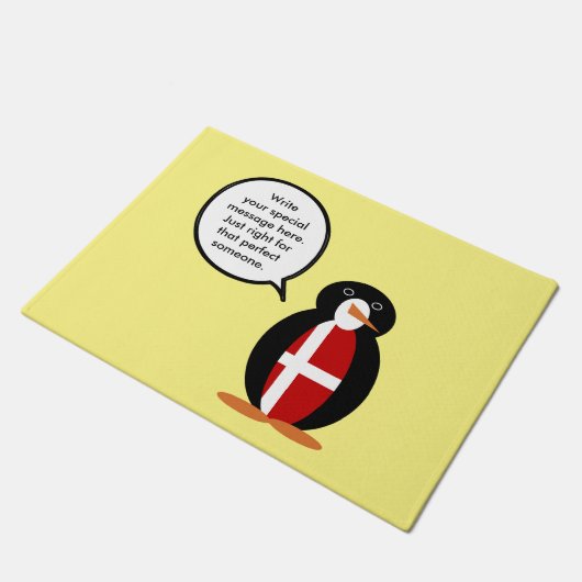 Deense vlag Pratende mevrouw Penguin gepersonalise Deurmat (Schuin)