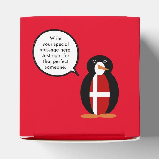Deense Vlag Pratende Ms. Penguin Gepersonaliseerd Bedankdoosjes (Bovenkant)