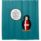 Deense Vlag Pratende Ms. Penguin Gepersonaliseerd Douchegordijn (Voorkant)