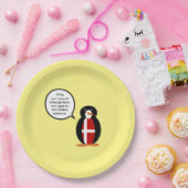 Deense Vlag Pratende Ms. Penguin Gepersonaliseerd Papieren Bordje (Feest)