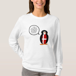 Deense Vlag Pratende Ms. Penguin Gepersonaliseerd T-shirt