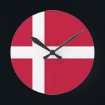 Deense vlag ronde klok<br><div class="desc">Deense vlag</div>
