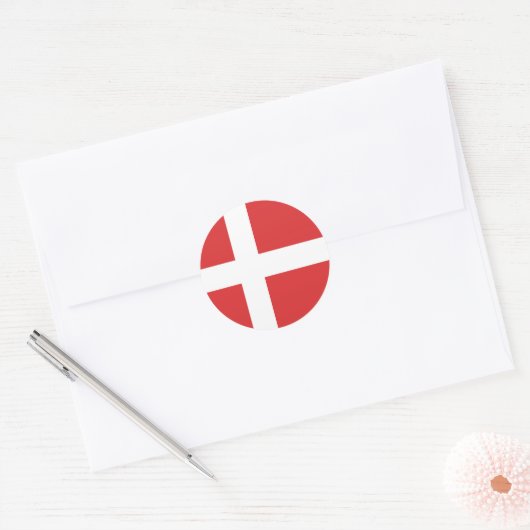 Deense vlag ronde sticker (Envelop)