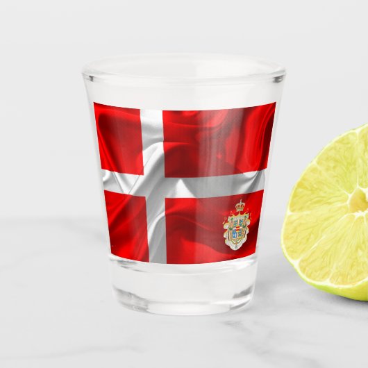 Deense vlag shot glas (Voorkant)
