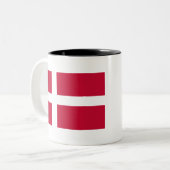 Deense vlag tweekleurige koffiemok (Voorkant links)