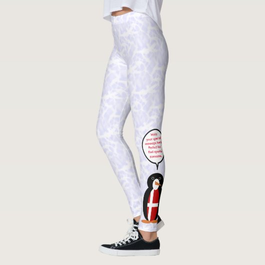 Deense Vlag Vakantie Ms. Penguin aan het praten Leggings (Links)