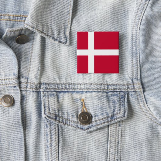 Deense vlag vierkante button 5,1 cm (In situ)