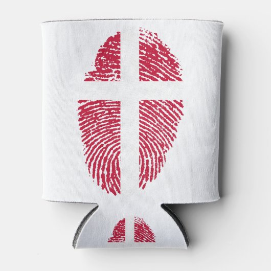 Deense vlag Vingerafdrukprijs land Blikjeskoeler (Voorkant)