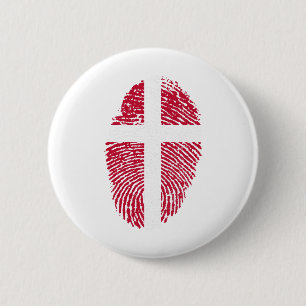 Deense vlag Vingerafdrukprijs land Ronde Button 5,7 Cm