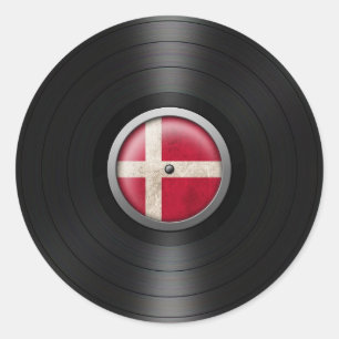 Deense vlag Vinyl album Graphic Ronde Sticker